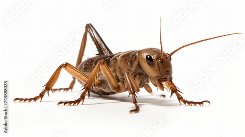 Brown cricket isolated on white.