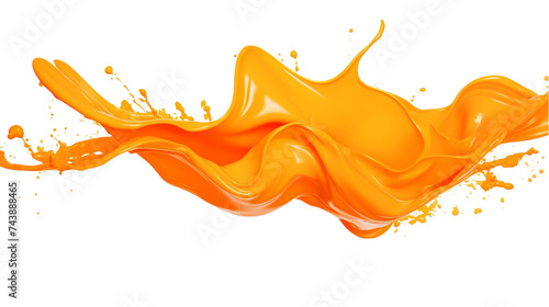 Orange juice splash isolated on transparent background.