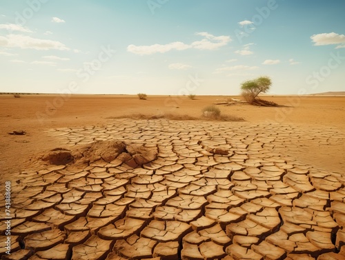 Arid landscape: dry and barren territories afflicted by severe drought