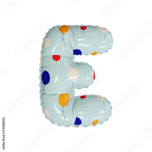 3D glossy balloons pattern helium balloon letter E