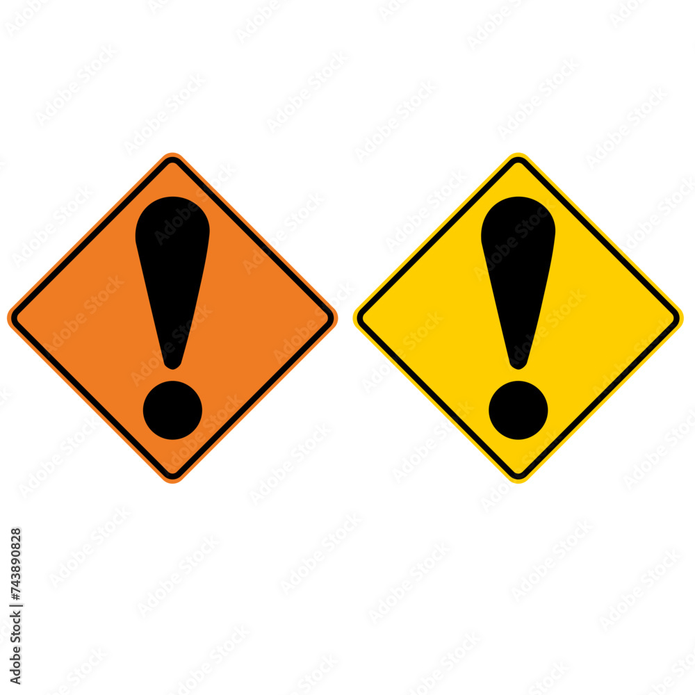 Road sign icon with an exclamation mark. Increased attention. WARNING Road sign icon with an exclamation mark. Increased attention. WARNING
