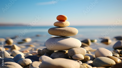 A pile of rocks sitting on the beach