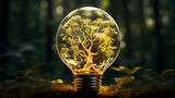 Tree Inside Light Bulb Illustration Against Natural Background