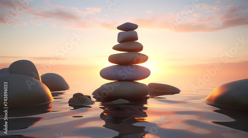 A pile of rocks sitting on the beach