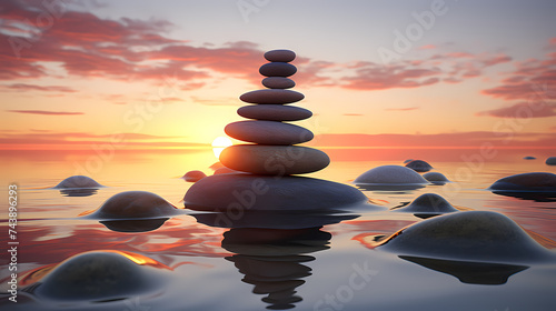 A pile of rocks sitting on the beach