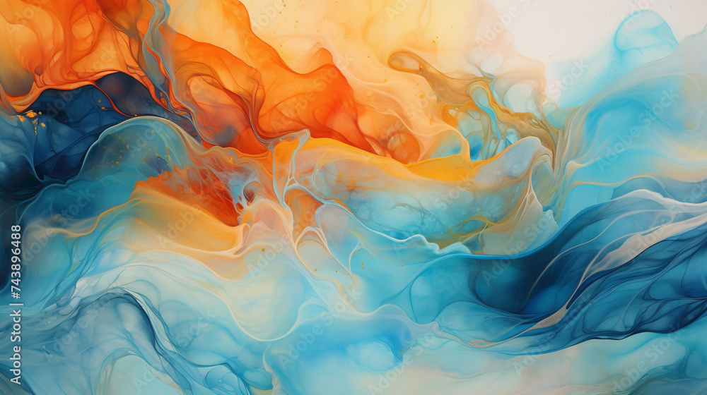 A Symphony of Pigments where Vibrant Hues Explode in Abstract Expression on Canvas.