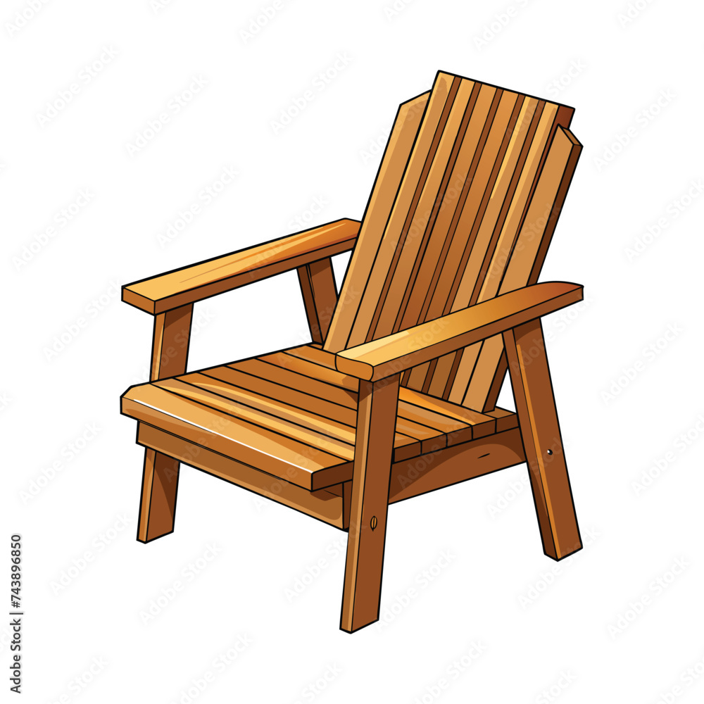 Vector of illustration Wooden Cedar Patio Chair on white