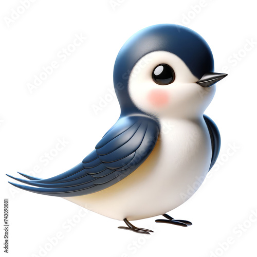A cute blue and white bird with a pink beak and a pinkish face