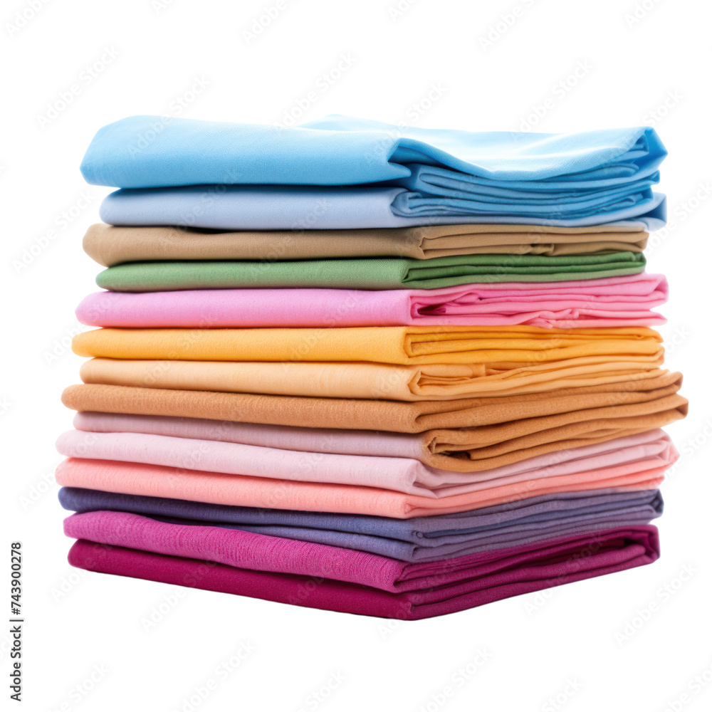 A pile of vibrant napkins isolated on transparent background A pile of vibrant napkins isolated on transparent background