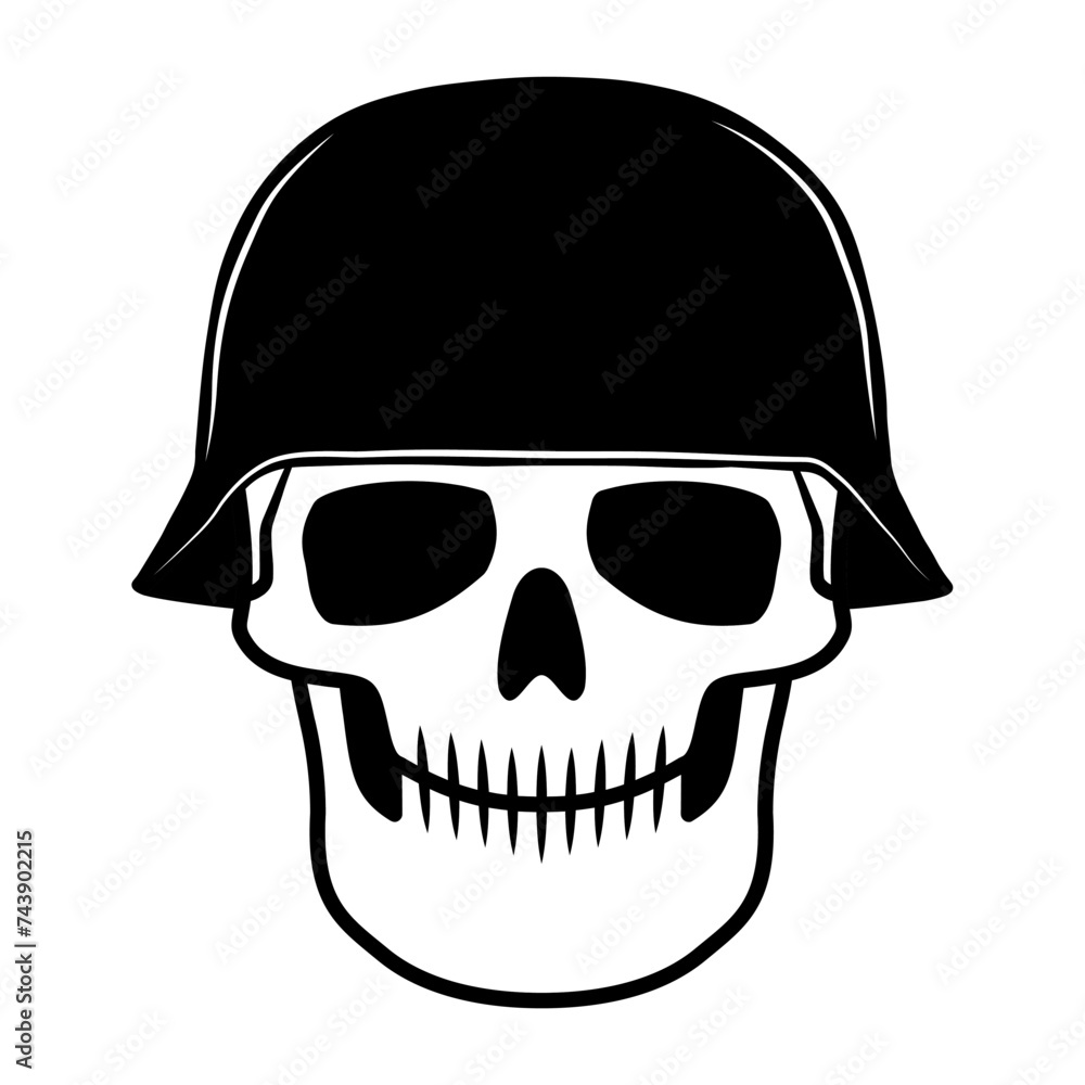 Skull and helmet vector illustration. Human head skeleton icon. Skull and helmet vector illustration. Human head skeleton icon.