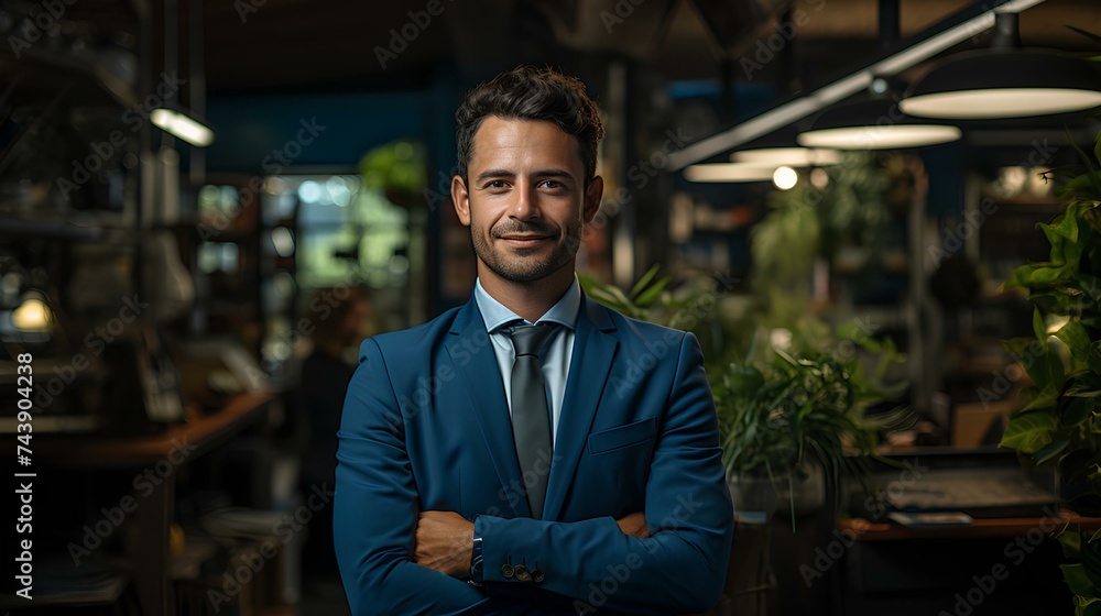 Elegant man wears a blue suit he is a director of some important company Elegant man wears a blue suit he is a director of some important company