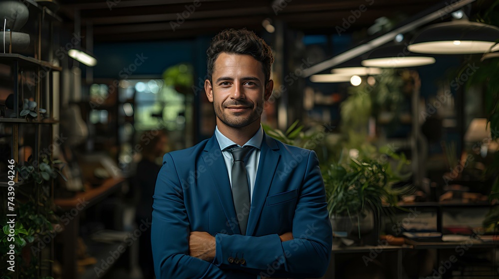 Elegant man wears a blue suit he is a director of some important company Elegant man wears a blue suit he is a director of some important company