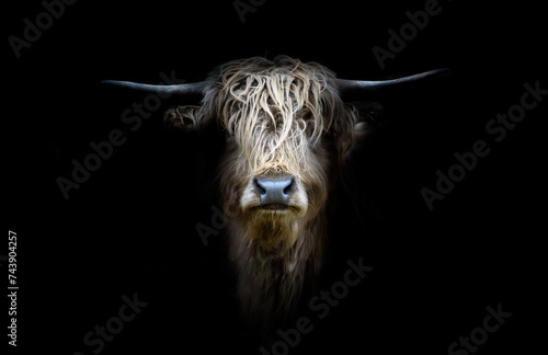 portrait of a bull, Scottish highland cattle, bus taurus