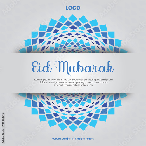 eid mubarak blue vector template design