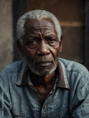 Depressed senior elderly black african woman sitting outside looking sad 8 from Generative AI
