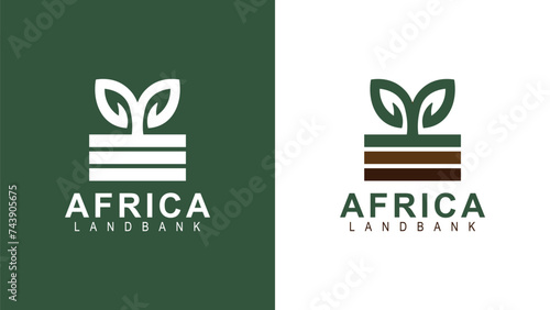 Natural growing leaf icon logo design, Africa land bank logo growing photo