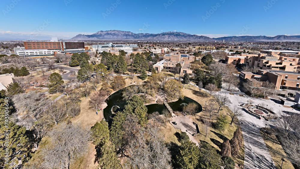 UNM Duckpond and Zimmerman Library