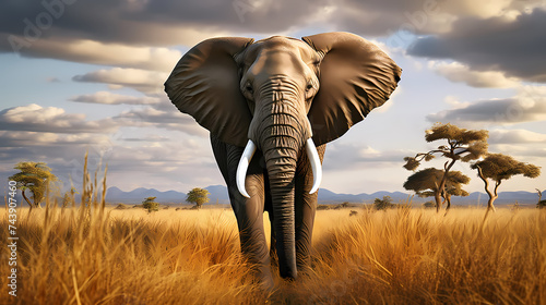 Portrait of elephant in close-up macro photography on dark background © jiejie