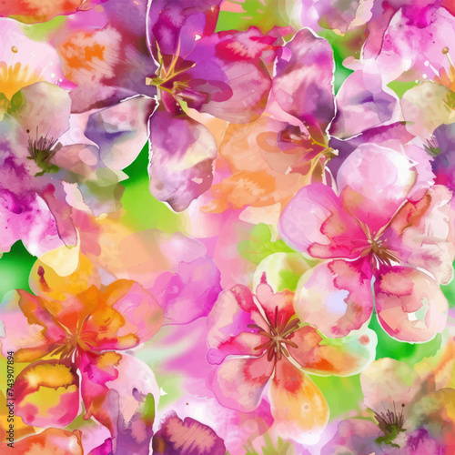 Sweet flower watercolor seamless pattern.soft pastel colors water color seamless pattern for beauty products or other. © Could