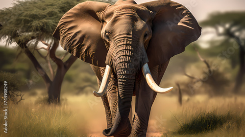 Portrait of elephant in close-up macro photography on dark background photo
