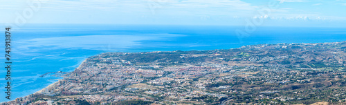 Panoramic view on Mediterranean sea and Fuengirola city, Andalusia, Malaga, Spain