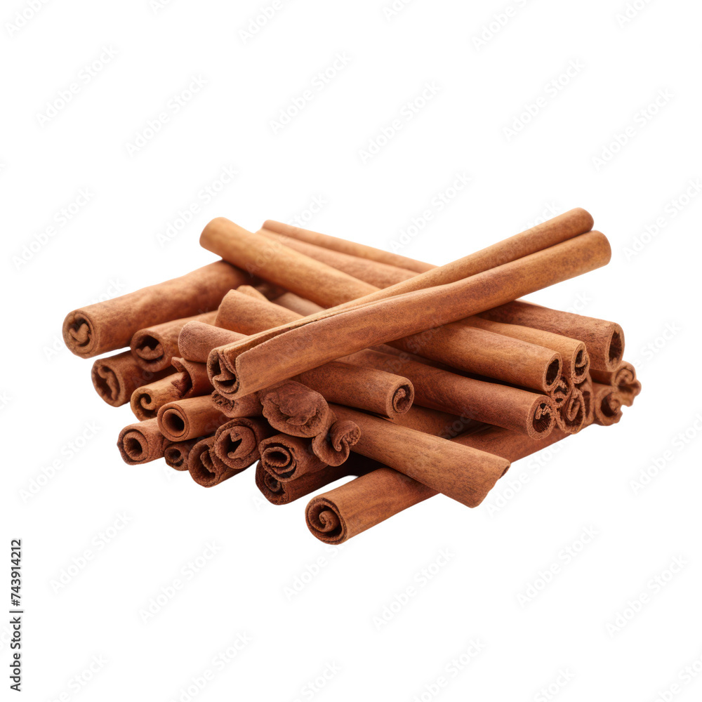 Cinnamon sticks isolated on transparent background