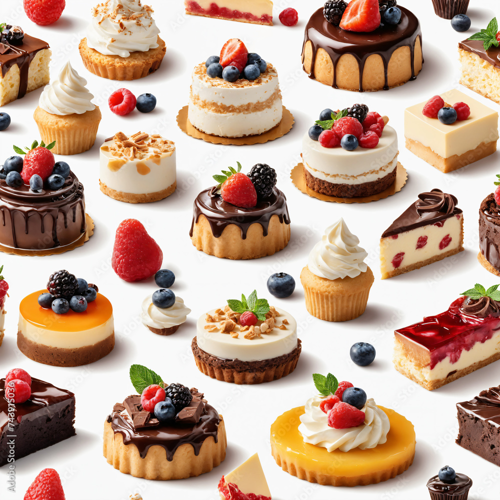 Many different sweet desserts. Generative AI Many different sweet desserts. Generative AI