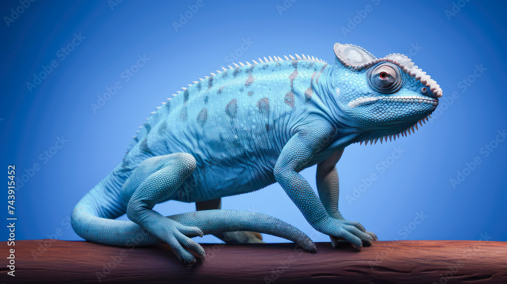 Obraz premium A beautiful multicolored chamelion sits on a branch