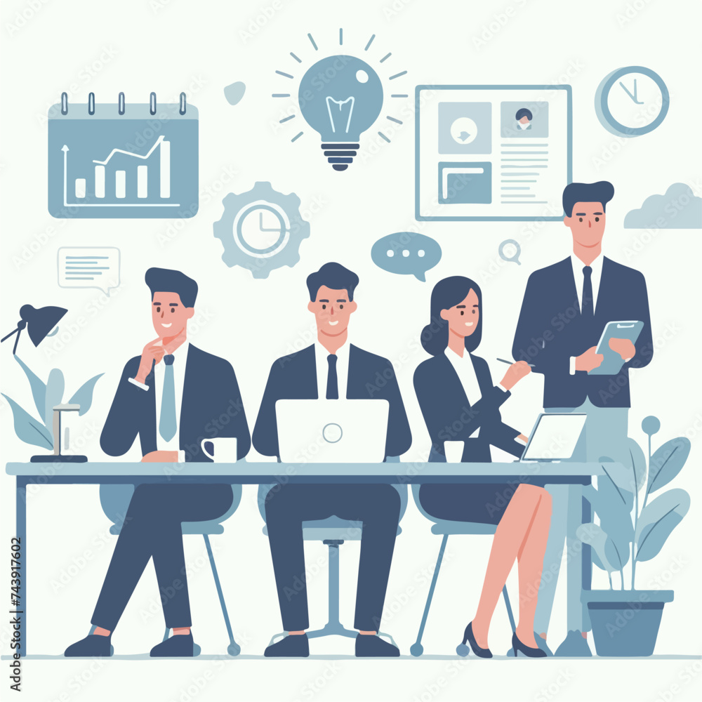 flat design illustration concept of multitasking work atmosphere flat design illustration concept of multitasking work atmosphere