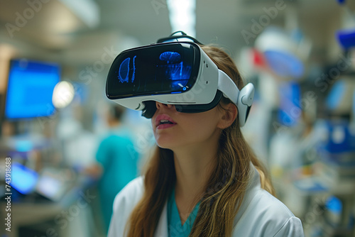 a doctor wearing VR headset in a hospital