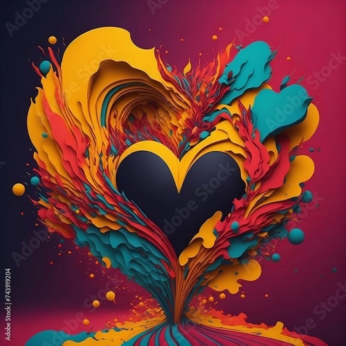 Abstract art showing the heart in vibrant colors