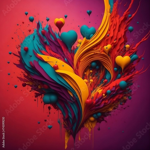 Abstract art showing the heart in vibrant colors