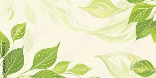 Green foliage design on abstract wavy background, eco-friendly concept for banner or wallpaper.