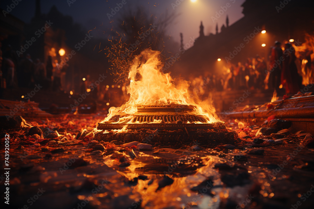 A bonfire with the flames leaping high and the sparks flying into the night sky A bonfire with the flames leaping high and the sparks flying into the night sky