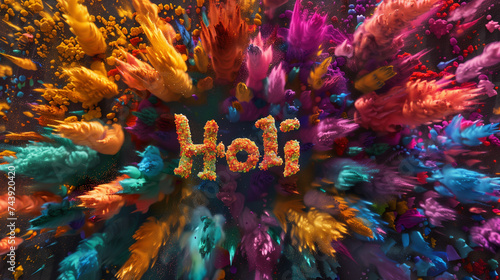 Explosion of Holi Colors Creating Art.