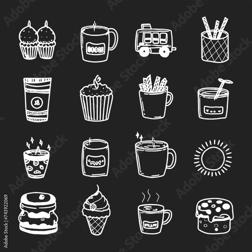 Cute doodle different objects set