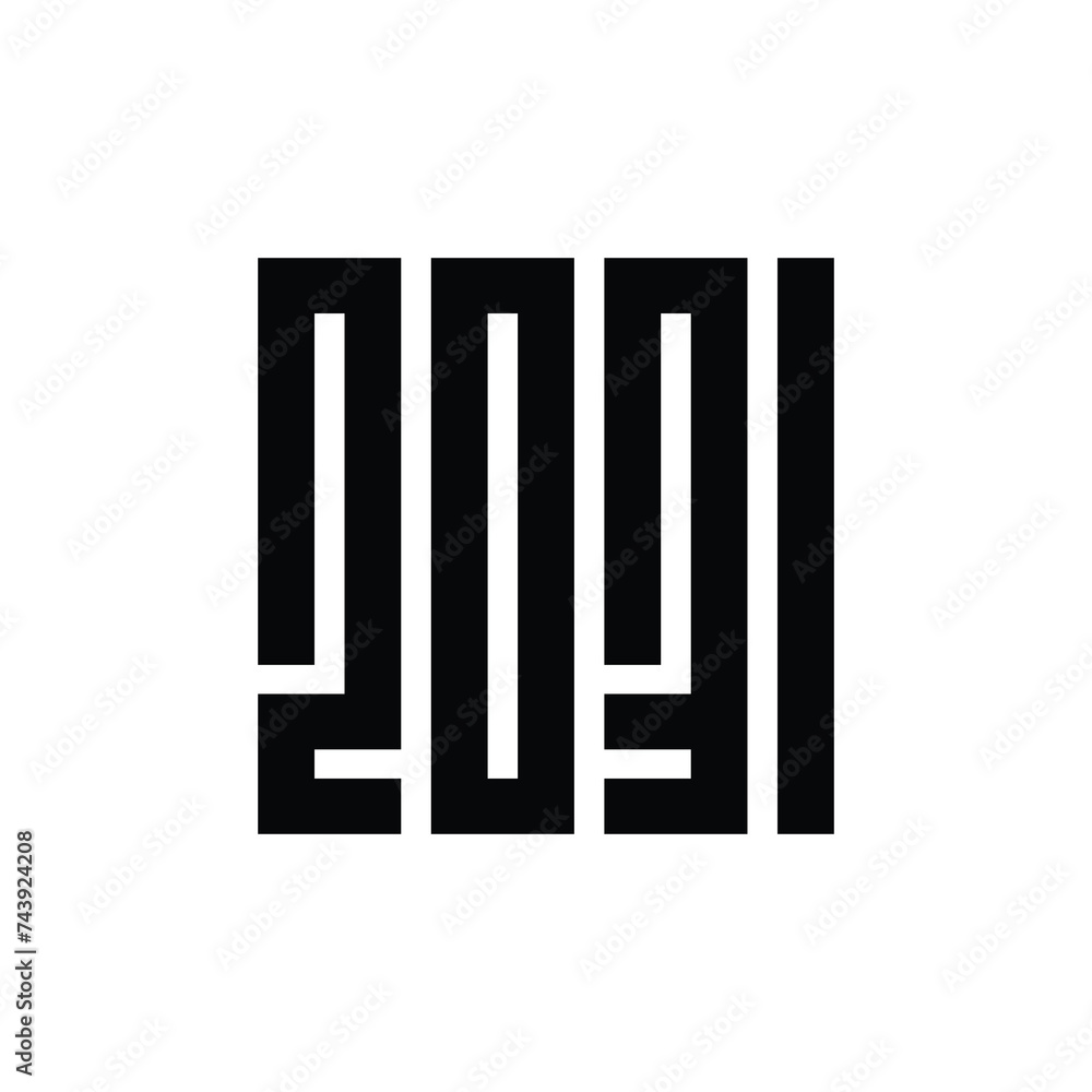 2031 happy new year text logo design, geometric monogram logo vector illustration