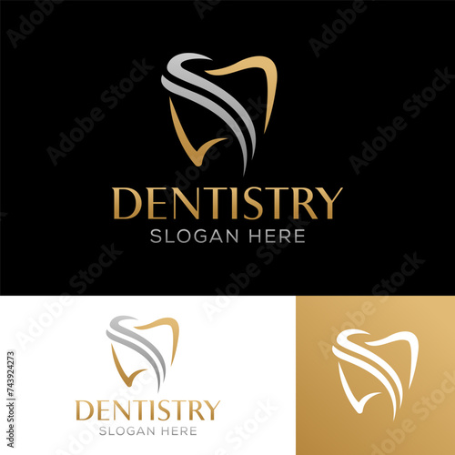 luxury dentistry logo design vector illustration
