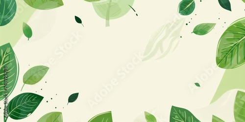 Gentle scatter of green leaves on a soft cream background  a serene and minimalist botanical design.
