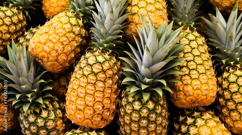 Background pineapple hawaii. Pineapple (Ananas comosus) sweet, sour and juicy with a lot of fiber, vitamin C and minerals, fruit or health care concept