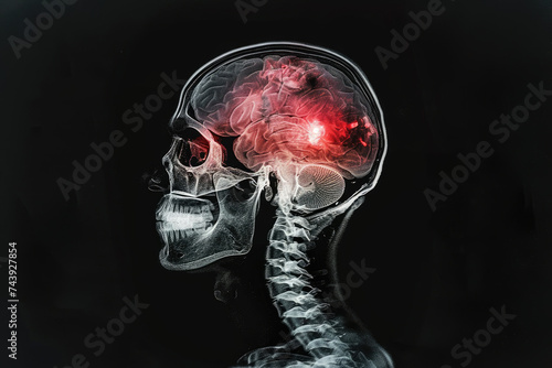 X-ray of a man. Brain damage photo