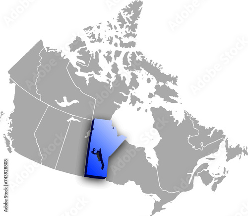 MANITOBA DEPARTMENT MAP STATE OF CANADA 3D ISOMETRIC MAP
