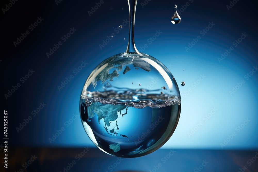 earth in the shape of a drop from two hands un climate change conferenceworld water day