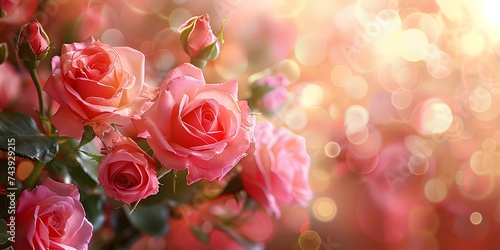 The Symbolism of Pink Roses and Blurred Background in Nature s Romance and Affection. Concept Floral Symbolism  Nature Photography  Blurred Backgrounds  Romantic Aesthetics  Pink Roses
