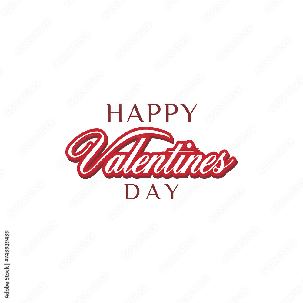 Valentines typography design on white background Valentines typography design on white background