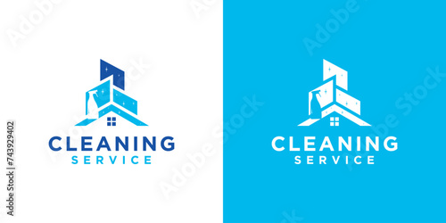 Home and office building cleaning logo design template. Logo design vector for cleaning service business