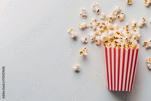 Spilled Popcorn on White Background