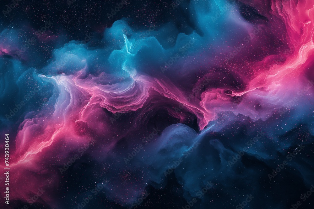 Vibrant Cosmic Nebula Background with Pink and Blue Hues, Abstract Space Concept, Digital Wallpaper