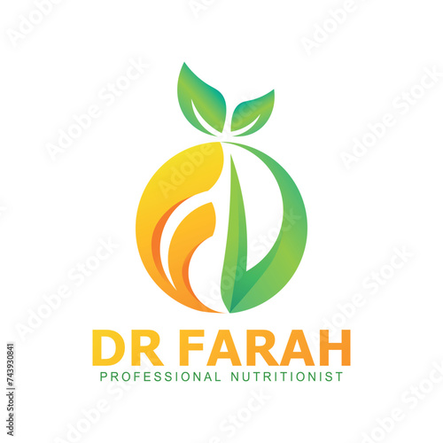 FR logo Health Nutrition design, healthy food nutrition logo designs