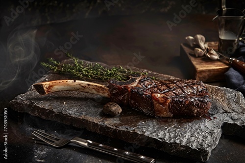 coocking beef steack on barbecue